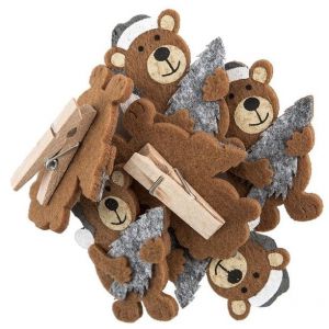 Klamerka drewniana dpCraft Filc Miś, 1szt
